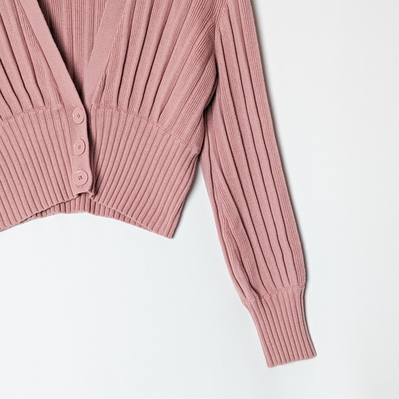 WILFRED New Plunge Front Cardigan  Wool Sweater Mauve Mousse Pink ARITZIA S - Picture 10 of 13